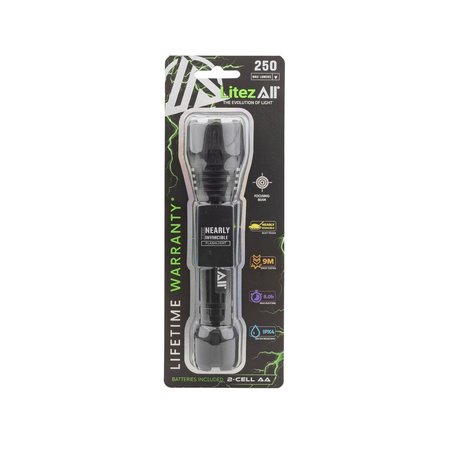 LITEZALL Nearly Invincible 250 Lumen Tactical Flashlight LA-250NI-6/12